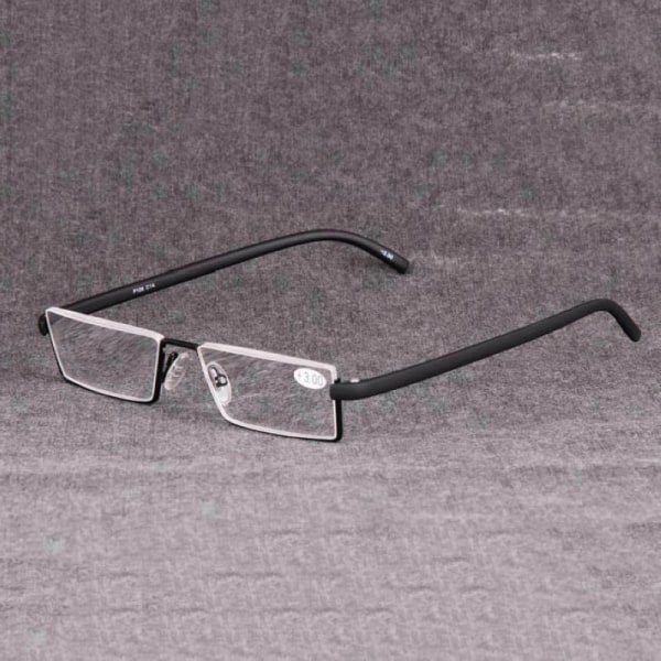 Unisex halvbåge Halvbåglösa läsglasögon Presbyopiska glasögon med case Black Strengths 1.50
