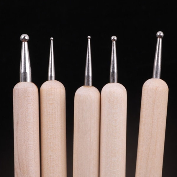 3 set trähandtag prägling stylus verktyg Nail Art verktyg keramik verktyg beige