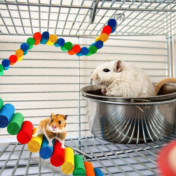 Trä husdjur stege bro trappa Gerbil hamster papegoja gnagare råtta leksak färgglad 6*50CM