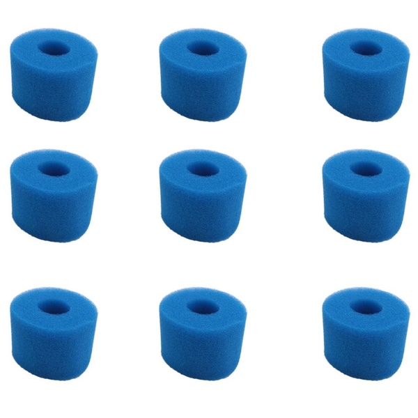 9 st filtersvamp för Intex S1 Typ Pure Spa Återanvändbar tvättbar skumbadkarsfilterpatron blå