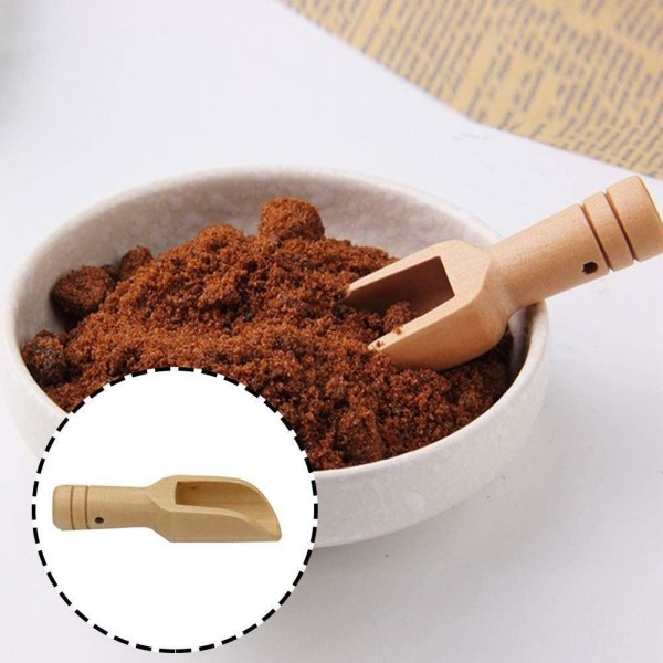 2 st Trä liten mini skopa salt socker kaffe sked kök matlagning verktyg beige