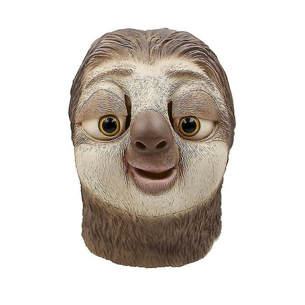Flash Sloth Animal Sloth Mask Cosplay Halloween Funny Animal Latex Huvudbonader brun