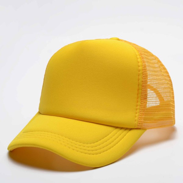 Mub- Wholesale Hip Hop Cotton Mesh Trucker Hat Blank Casquette Baseball Custom Logo Print 5 Panel Embroidered Sports Caps Yellow