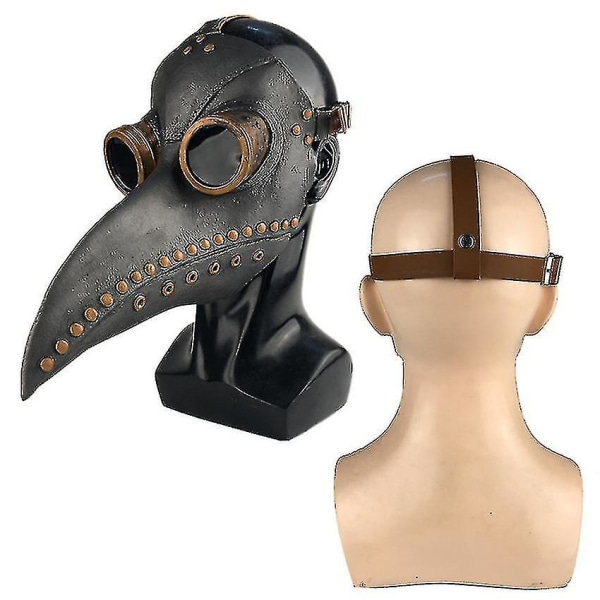 Plague Doctor Reaper Cosplay Adult Kids Carnival Halloween Costume With Steampunk Mask -a Black with mask 2XL