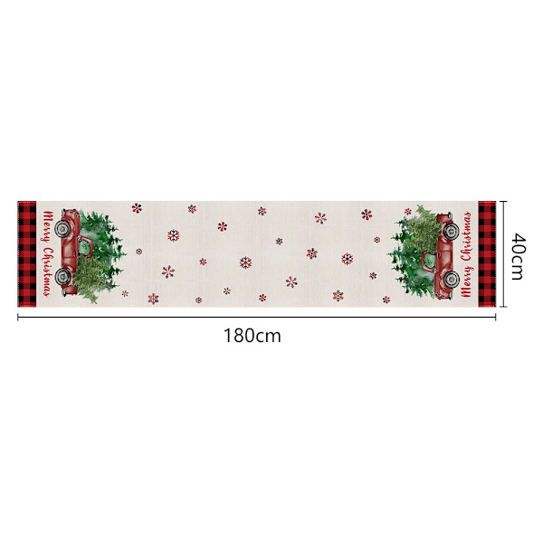 Mub- 13*72in Glædelig Jul Akvarel Snefnug Hjem køkken Dekoration Fest Tilbehør Buffalo Plaid Juletræer Bordløber I+15.7*71in
