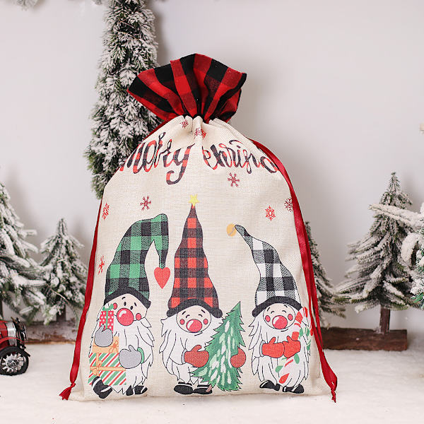 Mub- Jul äppelväska tecknad docka Julklapp påse godis dagis gåva C-D89 Plaid Cap Forester Presentpåse