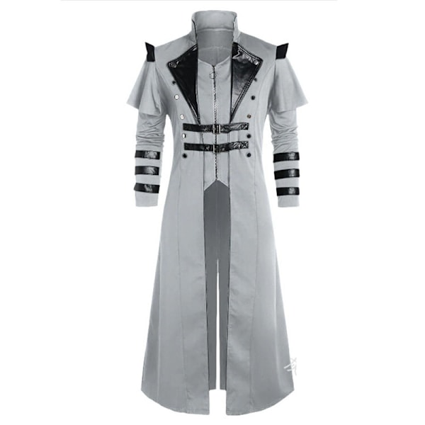 Mub- Halloween edieval Steampunk Assassin Elves Pirat Kostume Til Voksne  Vintage Lang Split Jakke Gotisk Rustning Læderfrakker Black M
