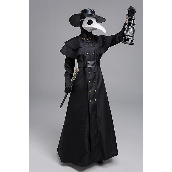 Halloween Medieval Hooded Robe Plague Doctor Cosplay Costume Mask Hat For Men -a 2XL