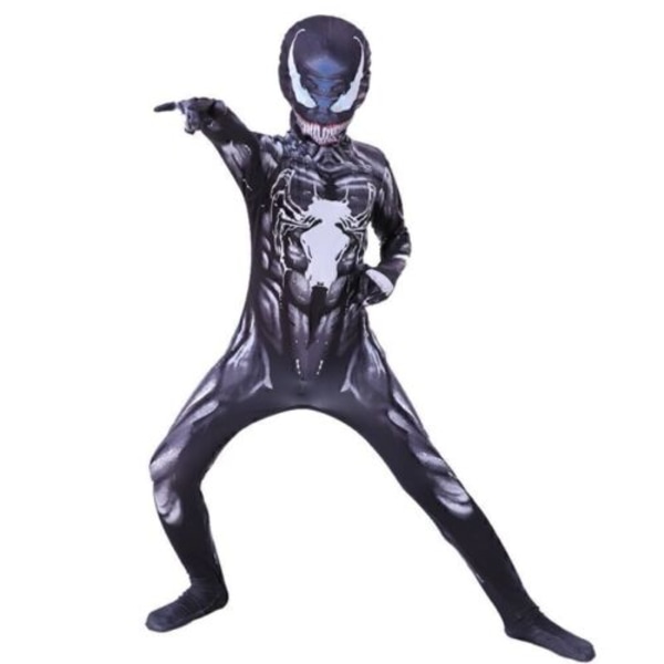 Børne Cosplay Venom 2 Kostume Halloween Fuld Sæt Jumpsuit Kjole BLACK 110CM