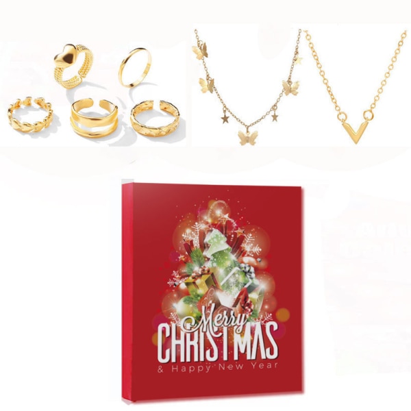 03 Juldekorationer Gave Countdown Kalender Advent Halskæde Blind Box .C 2