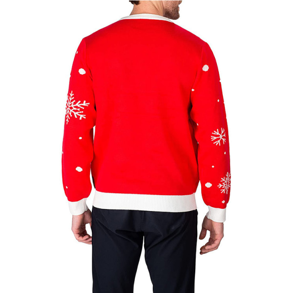Mub - Efterår og vinter ny jule-elg vibe festlig casual strikket trøje red XL