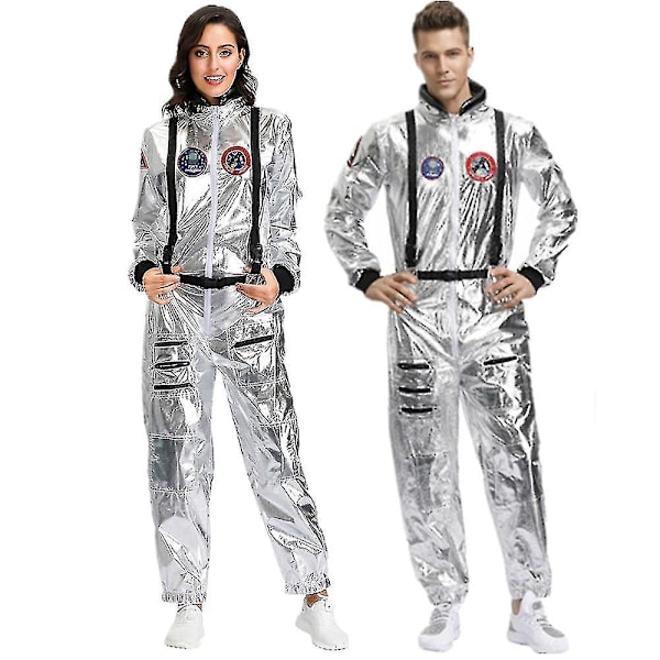 Couples Astronaut Jumpsuit Uniform Carnival Halloween Cosplay Party Space Costume Role Play Fancy Dress Up -a Men XL