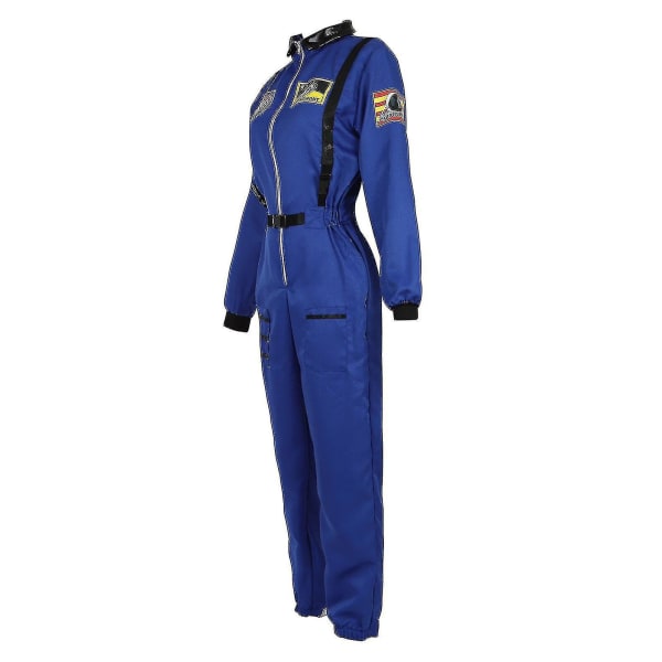 Astronauttiasu avaruuspuku aikuisille Cosplay-asut Vetoketju Halloween-asu Pari Lentohaalari Pluskoko Yhtenäinen -a Blue for Women M