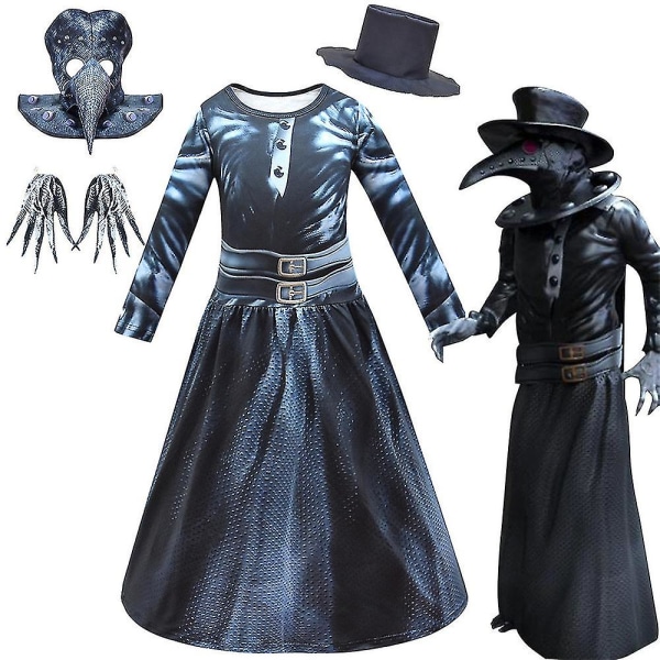 Barn Halloween Horror Pestdoktor Cosplay Fancy Dress Kostyme Outfit Set -a only clothing 5-6 Years