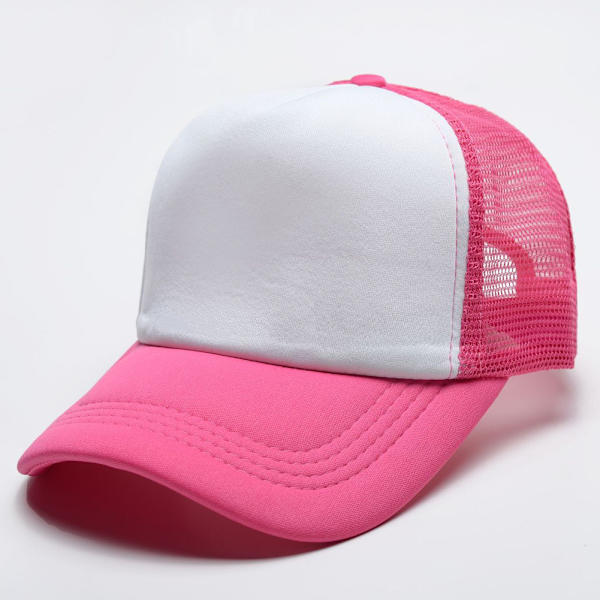 Mub - Engros Hip Hop Bomull Mesh Trucker Hat Blank Casquette Baseball Tilpasset Logo Trykk 5 Panel Brodert Sports Caps Hot Pink White