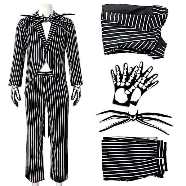 Jack Skellington Cosplay Kostyme Gresskar Konge Dress Halloween Fancy Dress Karneval Kostyme For Voksne Barn -a Male 2XL