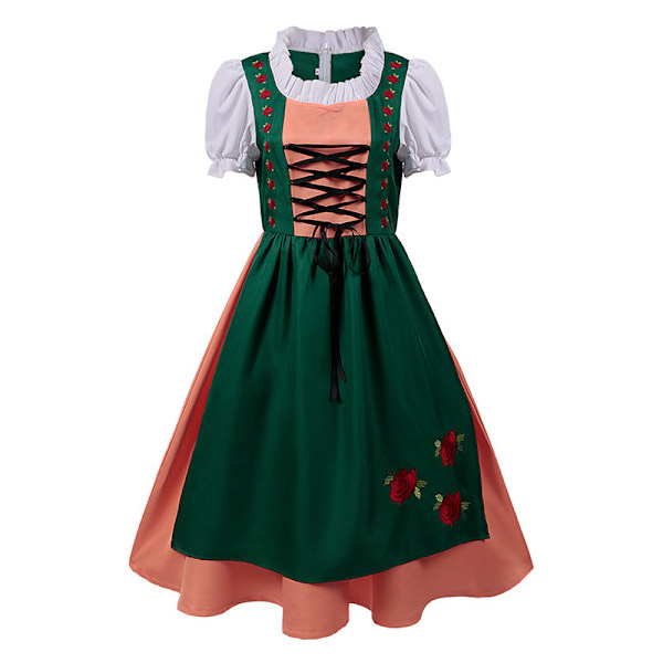 Xbi - Oktoberfest-tapahtuman asut Münchenin olutmekot jacquard-pitsillä näyttäviin juhliin Orange and green dress XXL