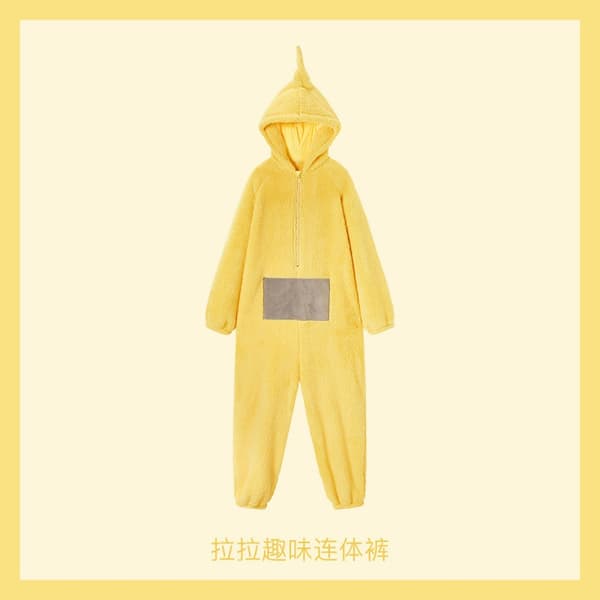 Vuxen Teletubbies Kostym Pyjamas Pyjamas Sovkläder Jumpsuit . LaaLaa Costume L