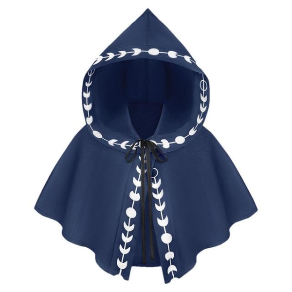 Mub- Middelalderlig Mænd Kvinder Kappe Halloween Print Troldmand Cosplay Kostume Kort Hætte Kappe Halloween Karneval Fest Cosplay Tilbehør 1