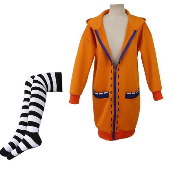 Mub- Yomoduki Runa Cosplay Kostume Kakegurui Kompulsiv Gambler Runa Cosplay Paryk Og Orange Hættetrøje Jk Uniformer Med Parykker 2 L