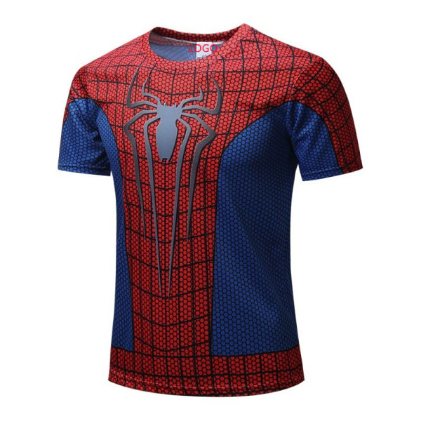 Mub- Manufacture custom design  high quality casual wear Tshirt Spider-man Spiderman MAVEL skinny men Red L