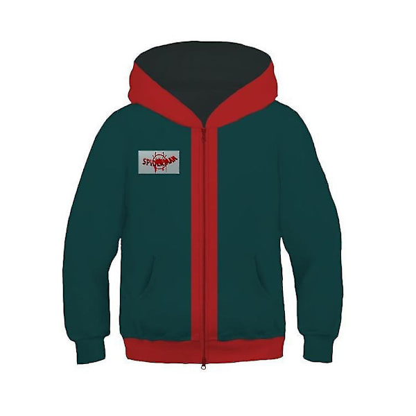 Verse Miles Morales Cosplay Full Zip Hoodies Jakke Spiderman Into The Spider Kids Hættetrøje Drenge Piger Casual Ydertøj -a General style 4-5 Years