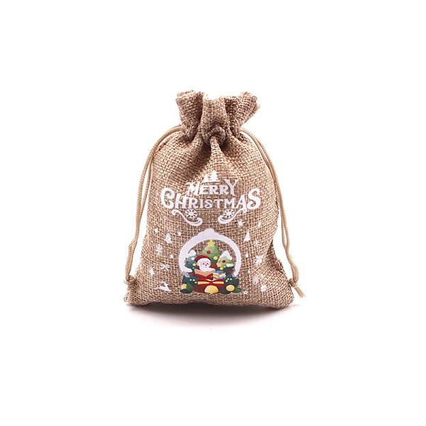 Mub- 10x14cm Julegaver Festdekorationer Julelinned Slikposer Med Snøre Jute Burlap Gavepose Burlap Pose X2072 SD04-6