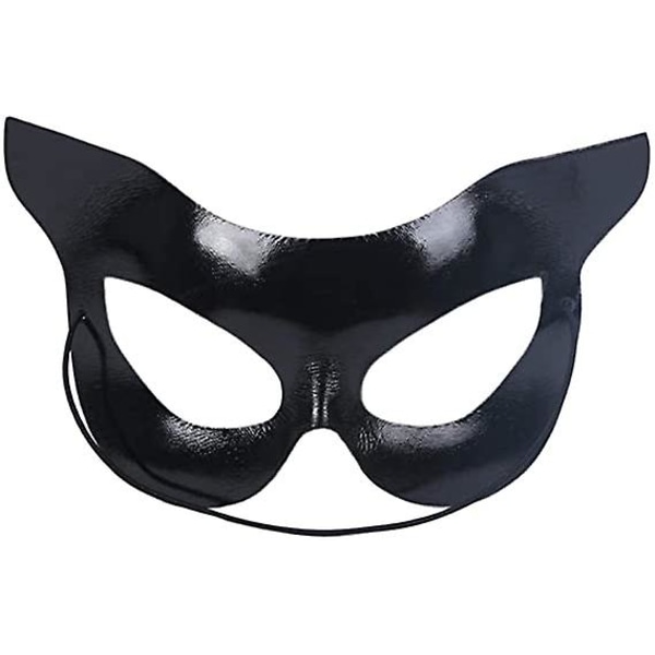 Halloween Cat Mask Catwoman Halvmask Svart Mask Halvt ansikte Sexig Catwoman Skönhetsmask Halloween Party Kostym