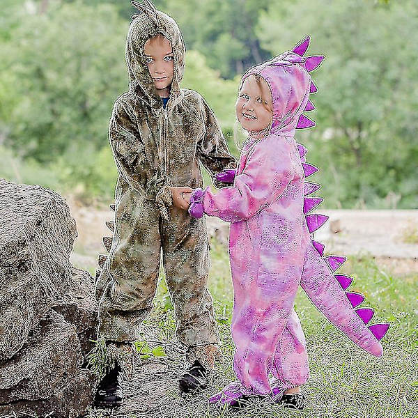 Søt Dinosaur Kostyme for Barn, Gutter og Jenter - Jumpsuit for Halloween, Purim, Karneval, Fest, Show - Klær i Høy Kvalitet - C85m70 S 2 XL (120-130 cm)