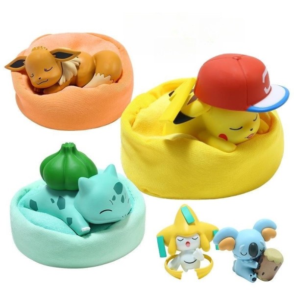 Mub- Hot Selling Sleeping Pokemoned Boxes Anime Pokemoned Pika Model Statue Collection Anime Action Figures Kids Boys Girls Toys 1 11cm