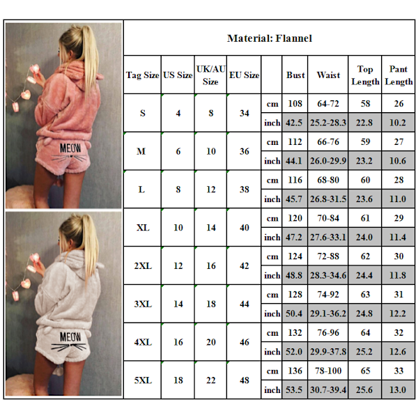 Naisten fleece-untuvat pyjama yöasu yöasu setti -i Grey M