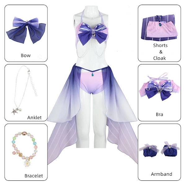 Mub- Genshin Impact Hu Tao Lisa Ms Hina Sangonomiya Kokomi Bikini Uimapuku Uima-asu Kesähaalarit Viitta Cosplay-asu Asuste 4 XS