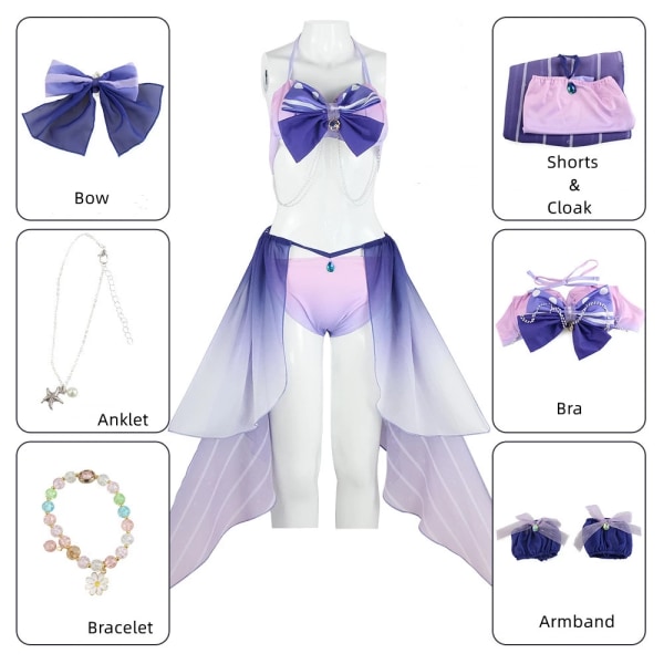 Mub- Genshin Impact Hu Tao Lisa Ms Hina Sangonomiya Kokomi Bikini Uimapuku Uima-asu Kesähaalarit Viitta Cosplay-asu Puku 6 XXL