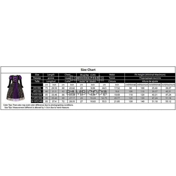 Halloween Children Girls Witch Party Dress Gothic Ghost Costume Kids Gown Robe Tutu Dress Witch Hat For Purim Carnival Party -a c1 4T(110)