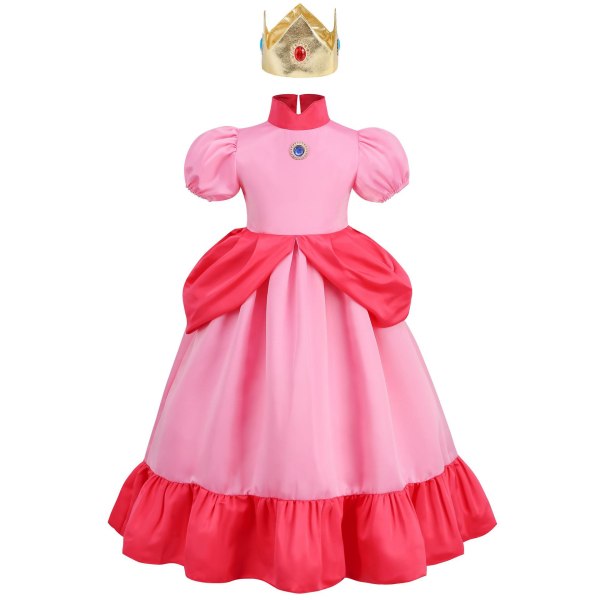 Barn Peach Princess Kjole Mario Luigi Rosa Kjole Cosplay Piger Halloween Kostumer .4 Biki2 110cm