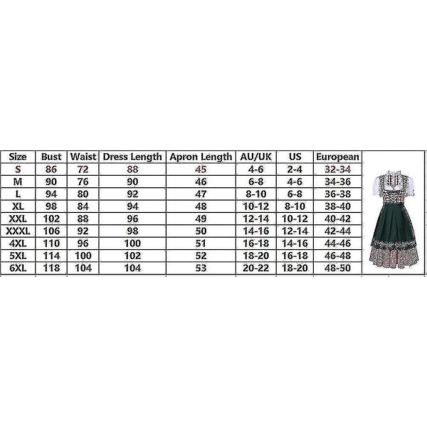 Women Traditional Oktoberfest Costume German Beer Wench Dirndl Dress With Apron Cosplay Costume Party Dress Xs-6xl Plus Size -a XXL