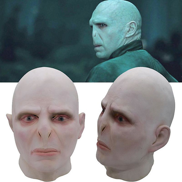 Harry Potter Lord Voldemort Cosplay Lateksi Päämaski Halloween Kauhu Kalju Prop Kasvosuojus Päähine Karnevaali Juhlat Hieno Pukeutuminen Prop -a Voldemort