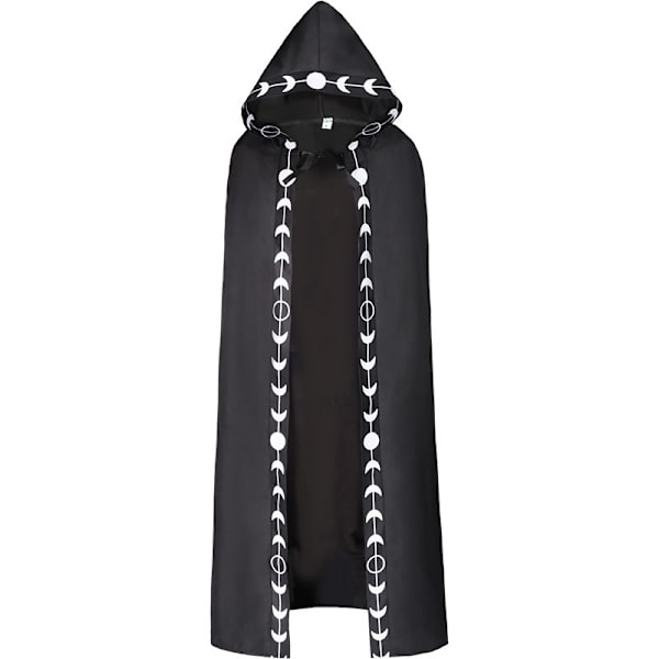 Unisex Kuun vaiheet Kirjonta Hupullinen Mystisen keskiajan renessanssin pitkä kärki . black XL