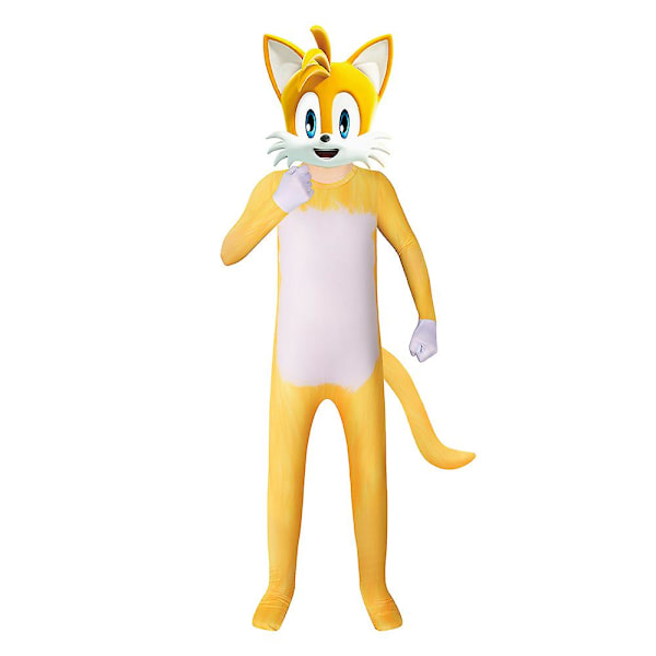 Lasten haalari päähineellä Sonic Cosplay -asu Vaatteet Pitkähihainen vetoketjullinen haalari Hieno puku -a 9-10 Years
