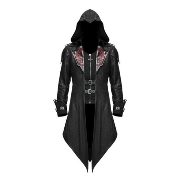 Mub- Zip Up Costume Hoodie Men Steampunk Jacket Medieval Long Gothic Victorian Frock Tailcoat for Halloween 1 5 XL