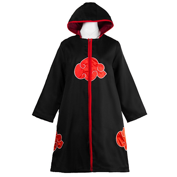 Mub- Kids Adults Na-ruto Costume, Akatsuki Dawn Role Play Cape, Hooded Robe Uchiha Itachi Red Cloud Cloak for Cosplay Halloween Party 2 Hooded Cape S