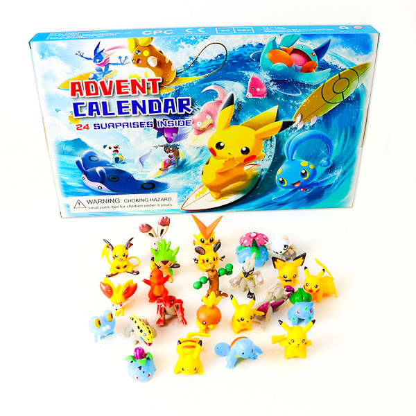 XBI- Jul 24 dagar nedräkning Blind Box Barn Gåva Jul Adventskalender pikachu