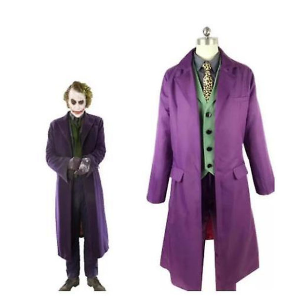 high-quality Heath Ledger Cosplay Suit Halloween mens Movie The Dark Knight Joker Costume Purple Jacket Full sets -a L woman full set