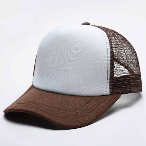 Mub- Tukkumyynti Hip Hop Puuvillaverkko Trucker Hat Tyhjä Casquette Baseball Mukautettu Logo Painatus 5 Paneeli Kirjailtu Urheilulippikset Brown White