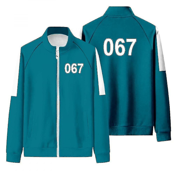 Squid Game Jacka Byxor Sport Dragkedja Cardigan Digital 067 Printing Pocket Sweatshirts Set L