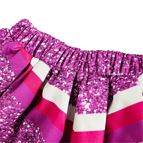 3-10 Years Halloween Kids Girls Barbie Cheerleader Cosplay Costume Tank Tops Pleated Skirt Uniform Outfit Set Gifts -a Purple 5-6 Years