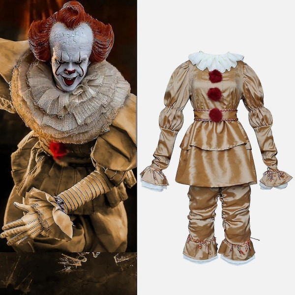 Adult Children Pennywise Cosplay Costume Halloween Party Men's Clown Costume Set.z -a Grey Without mask Kids S