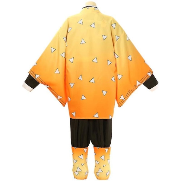 Voksen barn anime Demon Slayer Kimetsu No Yaiba Agatsuma Zenitsu Cosplay kostymer Halloween kostyme Kimono Anime figurdrakt parykk -a Costume M