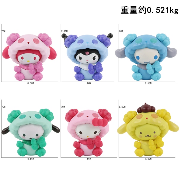 Mub- Melodifigur Sanrio Kanel Hund Culomi leksak Bunny Melody 6 modeller