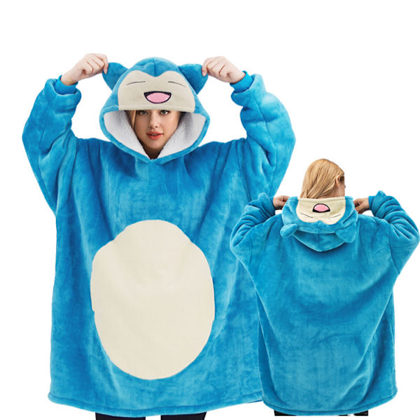 Mub - Tegnet lat pyjamas pullover trøje flanel pyjamas efterår og vinter flanel tæppe trøje hættetrøje tæppe Open Laugh TV